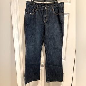 CHICOS 💙Denim - Like New ! Dark Blue, Boot Cut Jeans with Mid-Rise Waist